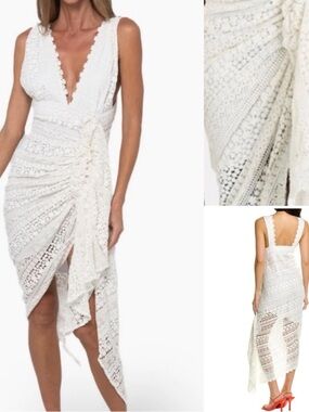 JUST BEE QUEEN JBQ White Crochet Lace Tulum Dress
